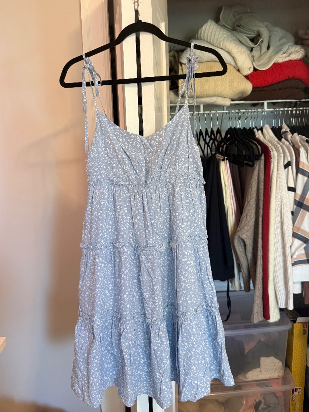 Blue and White Floral Dress
